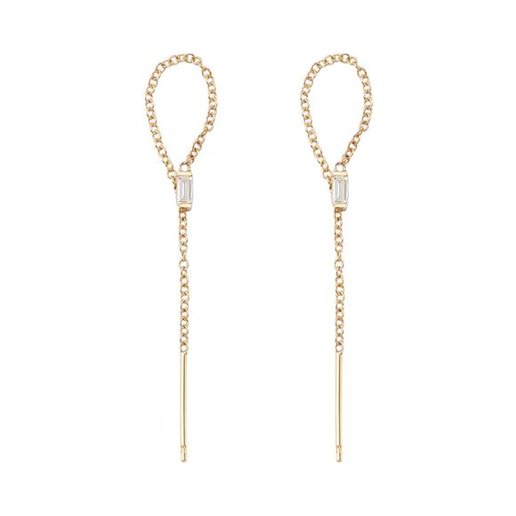 ZOE CHICCO 14k Gold Baguette Diamond Earrings - Picture 1 of 9
